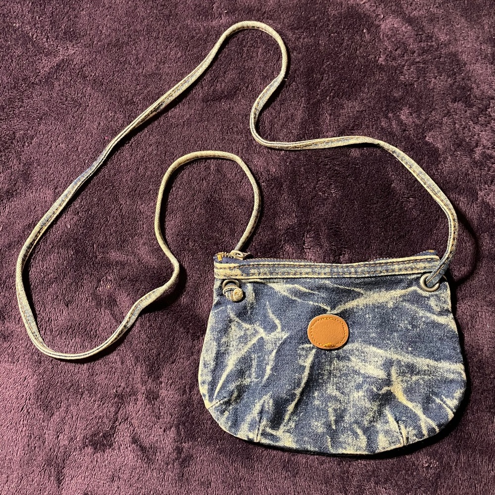 Vintage Small Acid Wash Jean Zipper Bag